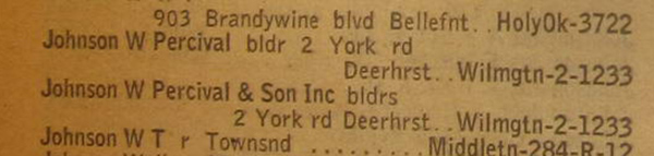 W Percival Johnson & Son at 2 York Rd in 1946